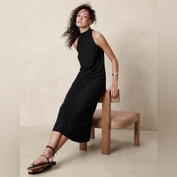 Banana Republic Drape Neck Jersey Maxi Dress, L - Picture 2 of 8